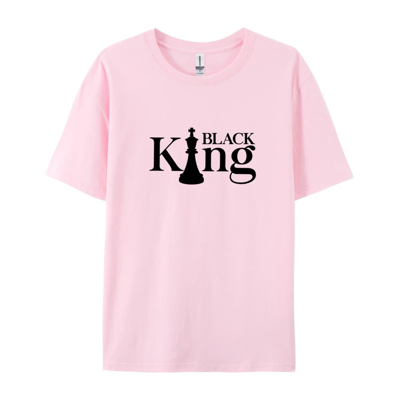 Black King Tops T Shirt Funny Round Collar Printing Short Sleeve Pure Cotton Men Top T-shirts Normal Tops & Tees Black King pink