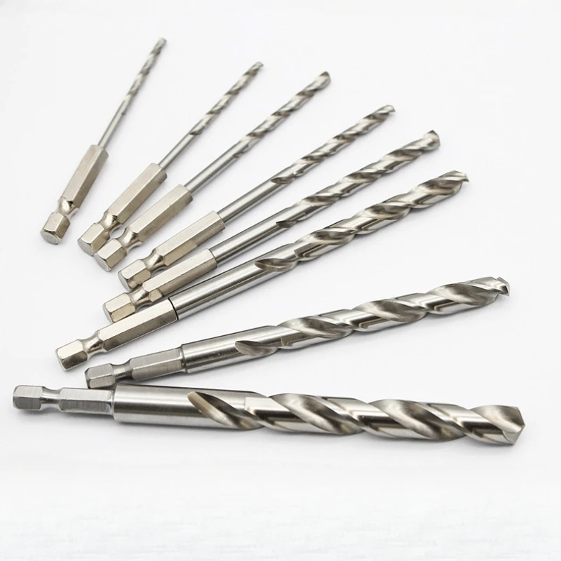 2/5PCS/Set 3/4/5/6/8/10mm HSS 4241 Twist Drill Bit 100mm Length With 6.35mm Quick Change Hex Shank For Wood Metal