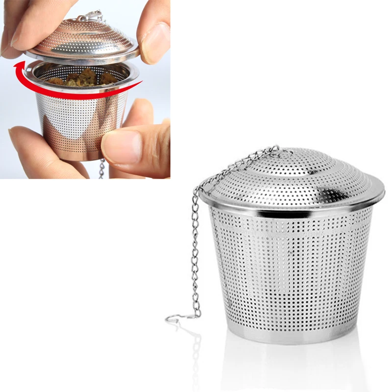 Infusore Per Tè In Acciaio Inox 304, Filtro Per Tè Con Fori Fini Manici E Coperchio Pieghevoli Infusore Riutilizzabile Colino Universale Per Teiera Tazza Bicchiere 87968343