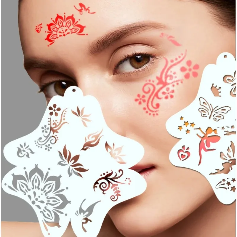 Body Painting Stencils Face Art Halloween Party DIY Makeup Stamps Temporary Tattoos Reusable Plastics body painting stencils