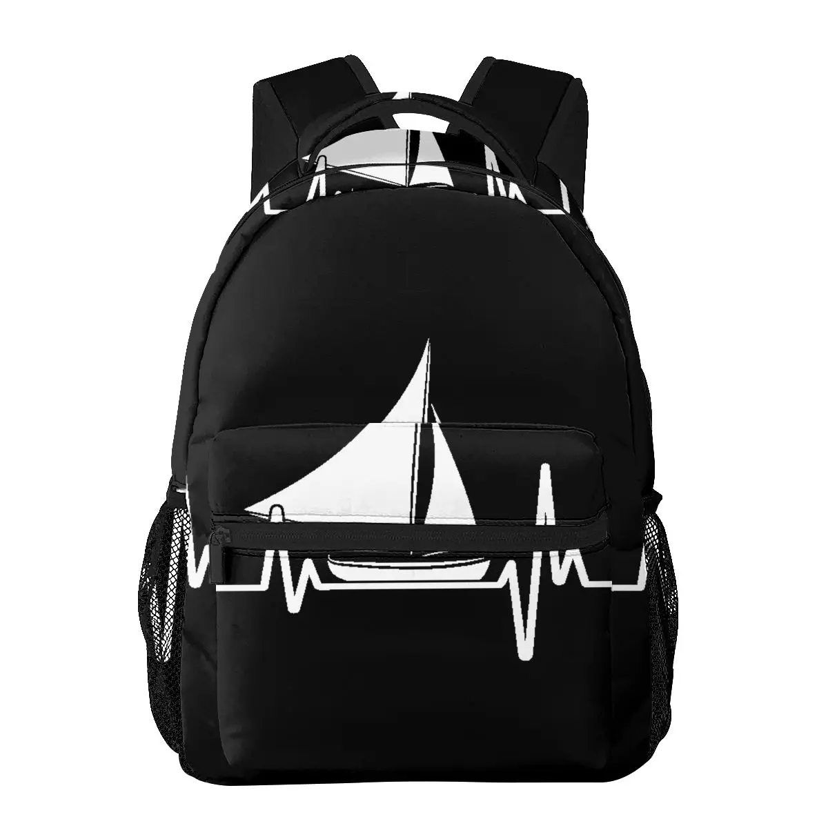 Heartbeat Sailing Sailboat Casual Backpack Unisex Students Leisure Travel Computer Backpack