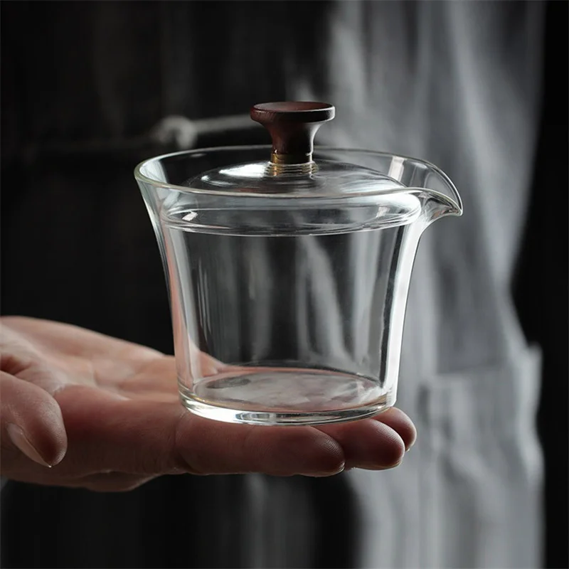 Japanese Style Heat-resistant Glass Gaiwan Puer Tea Cup and Lid Tea Bowl Chawan Chahai Kung Fu Set Accessories