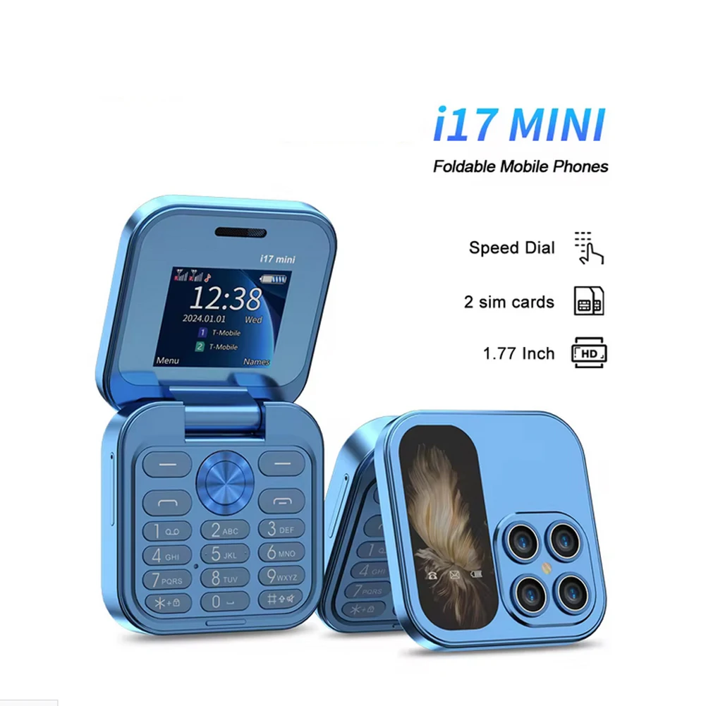 Mobile Phones Small Foldable Auto Call Record Speed Dial Dual SIM Card High Definition Rear Camera Flip