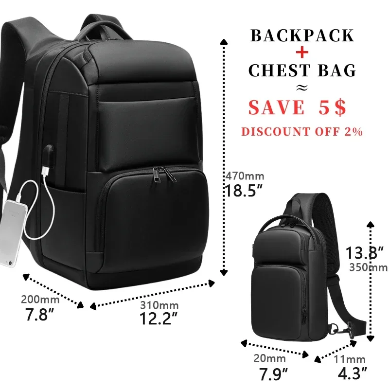 SWISS Men‘s Business Backpack Waterproof 17 Inch Travel Laptop Backpack Outdoor Climbing Anti-theft Luggage Bag Mochila School