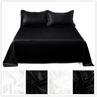 Bonenjoy 1 pc Bed Sheet for Summer Ice Cool Fabric Top Sheets Satin Smooth Flat Bed Sheet for Double Bedding (no pillowcase) 1
