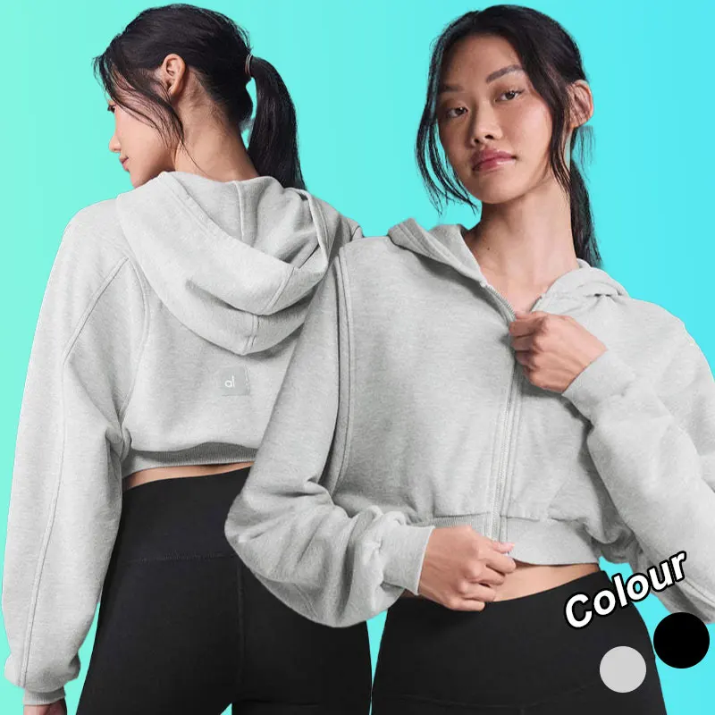 2025 AL New Jacket Full zip Yoga short coat Comfortable fashion gym outdoor sports Fitness jogging loose casual hoodie jacket