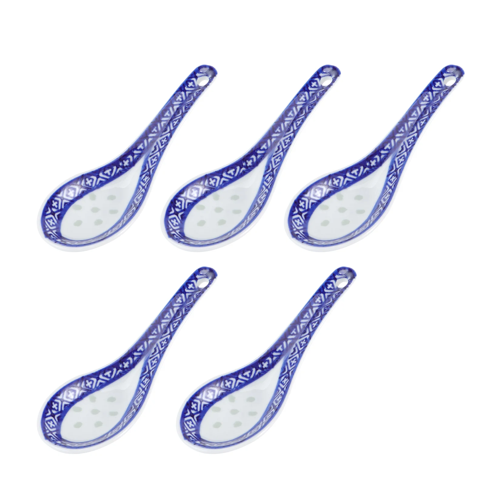 5 Pcs Porcelain Soup Spoon Ceramic Tableware for Dining