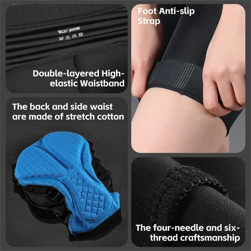 WEST BIKING Women Cycling Padded Shorts Couple's Long Distance Cycling Shorts Men Compression Sportwear Cooling Sport Gear 5