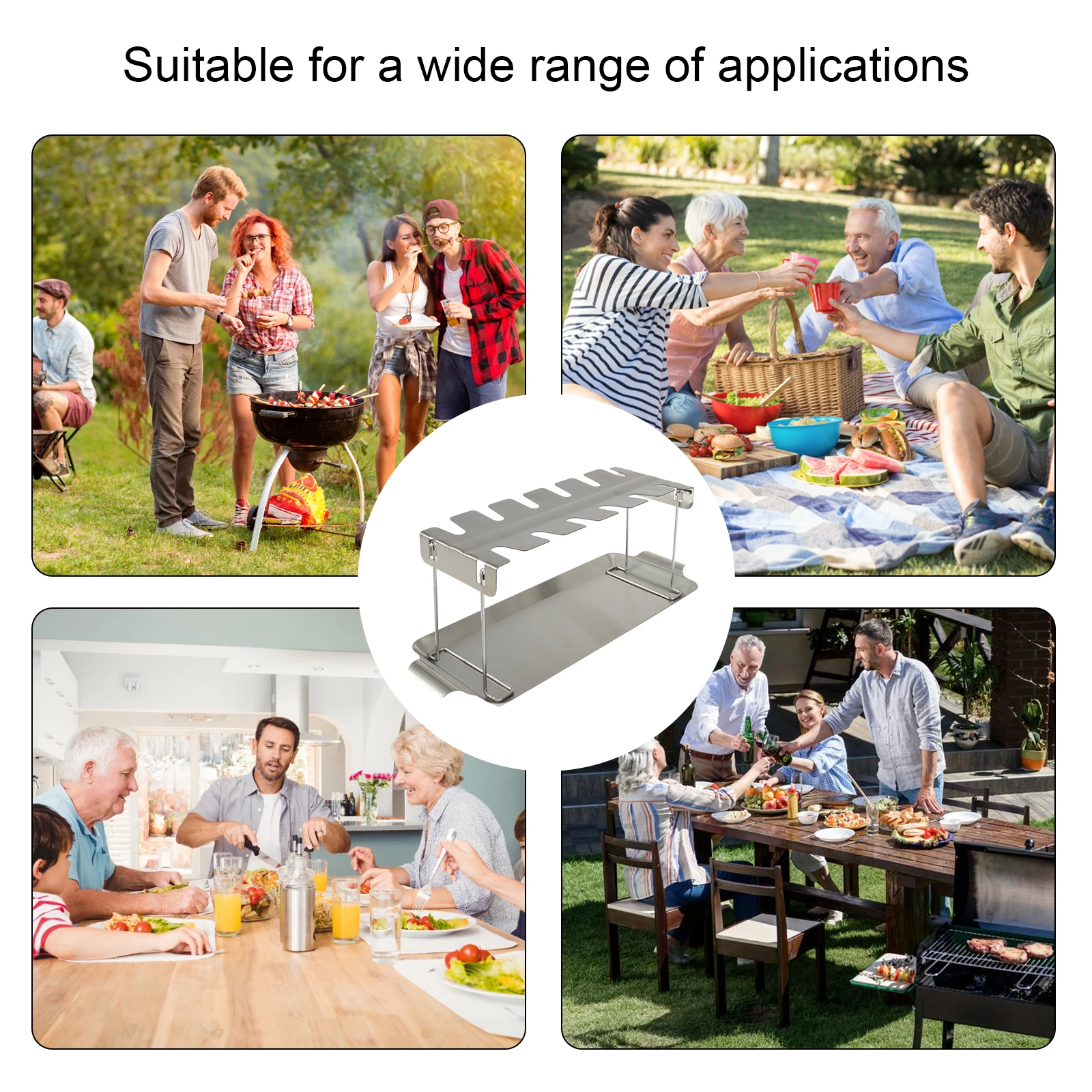 Chicken Leg Rack for Grill Chicken Leg Holder with Drip Tray 12 Slots Drumstick Holder Stainless Steel Drumstick