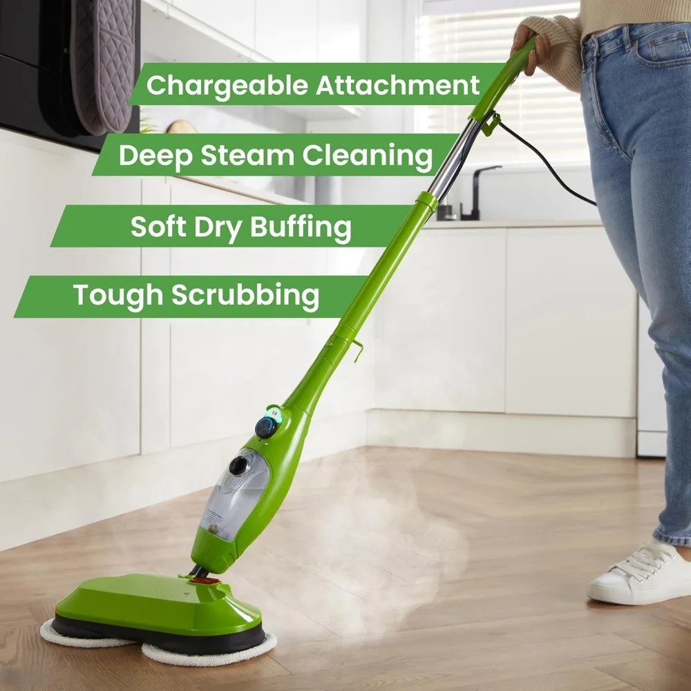 Dual Buff Steam Mop, 8 in 1 Handheld Steam Cleaner For Kitchen Tile Floors,Grout Cleaner, Upholstery Cleaner and Carpets, 3
