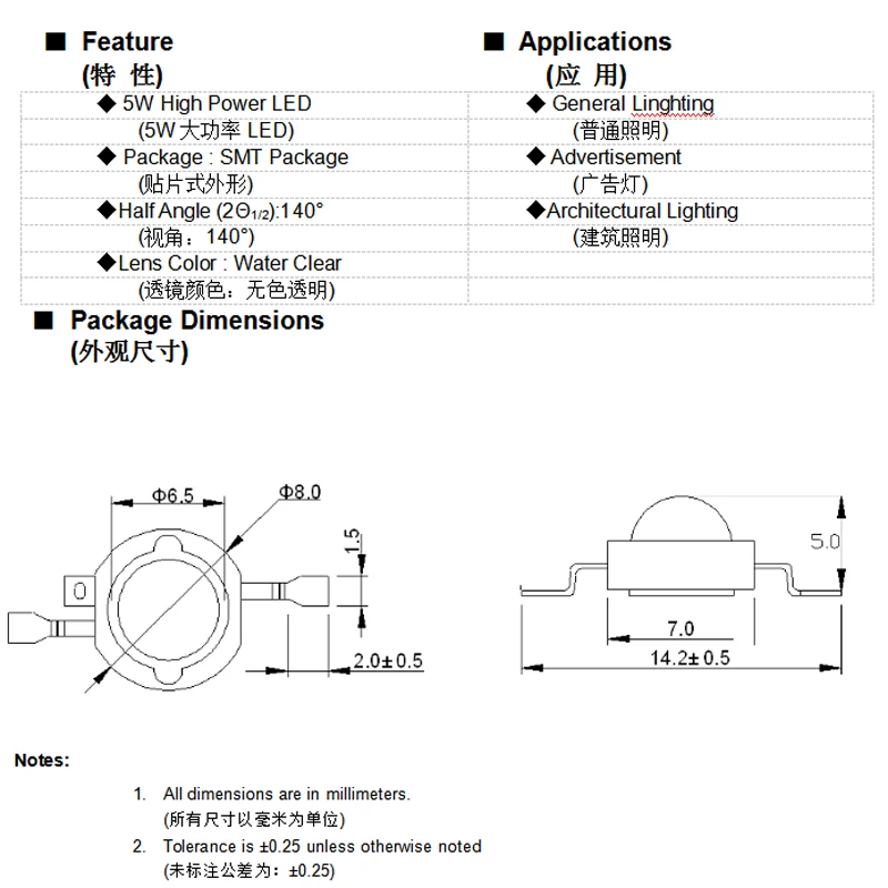10X 50X 100X SMD LED 5050 3-Chip Freddo Bianco Rosso Blu Verde - Foto 10