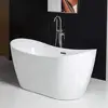 59" Sleek White Acrylic Soaking Bathtub with Brushed Nickel Drain and Overflow Premium Quality Design 6