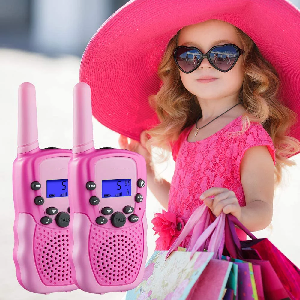 T388 Walkie Talkie Toy para crianças, Receptor de rádio, Presente de aniversário infantil, Meninos e meninas, 3 km, Hand-held, 2pcs