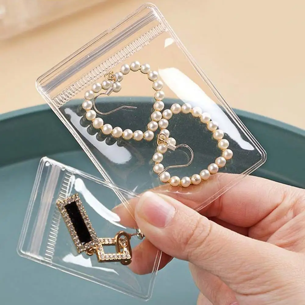 Zipper Jewelry Pouch Moisture-proof Jewelry Storage Bags 100pcs Anti Oxidizing Pouches for Earrings Necklaces Bracelets Zipper