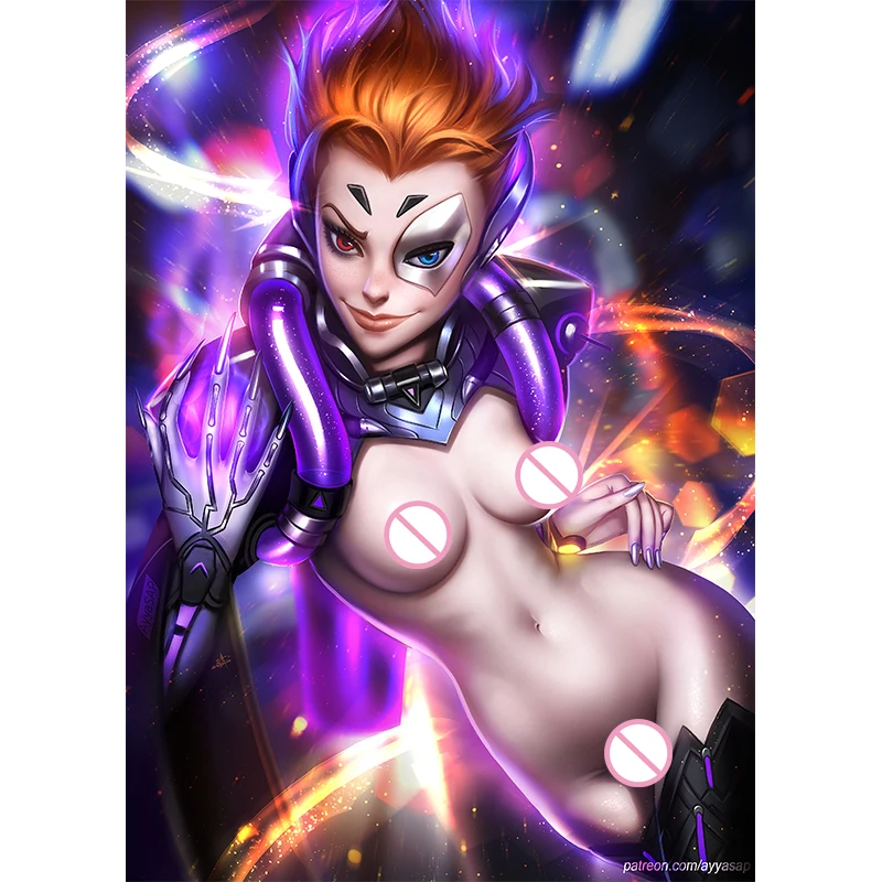 

Print Game Purple warrior Moira Nude Sexy Girl Art Canvas Poster Custom16x24 24x36 Inch Living Room Bedroom Home Wall Picture
