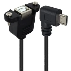 Cable conector Micro USB macho a USB 2,0 tipo B hembra, Conector de 90 grados, derecho, 5 pines, 30cm, 50cm, con cables de agujero de montaje en Panel