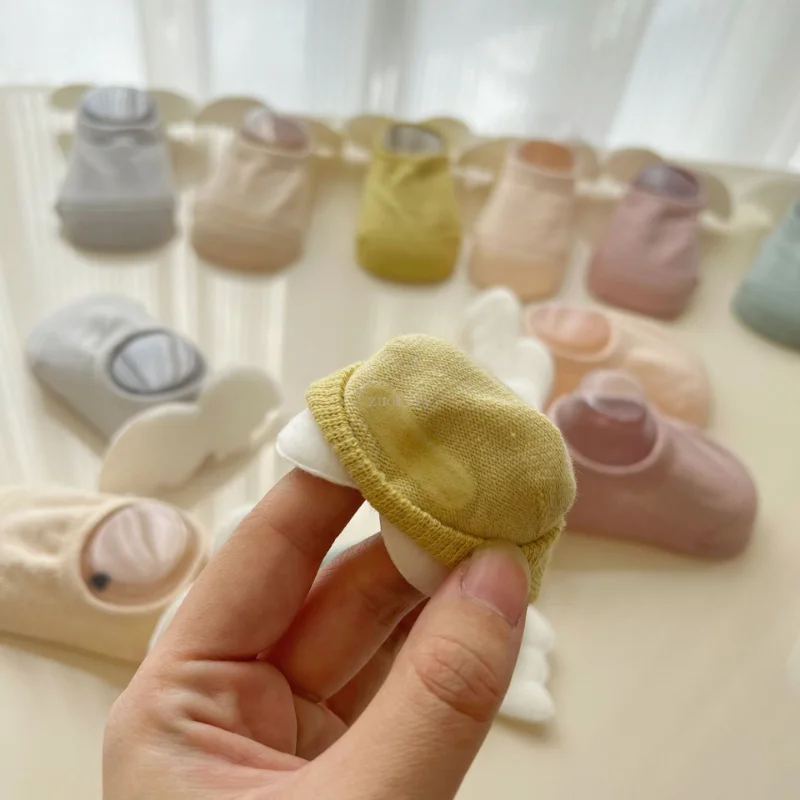 Baby Boys Angel Wing Socks Elastic Cotton Solid Color Newborn Socks Girls Spring Summer Anti-slip Floor Low-cut Socks for 0-3Yrs 6