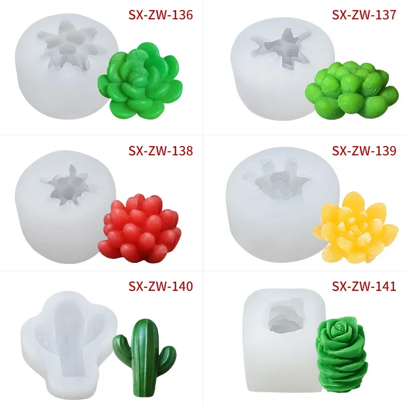 Simulation Succulent Plants Silicone Mold 3D Scented Plaster Candle Mold Soft Candy Chocolate Cake Stencil Handmade Soap Making