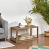 Farmhouse Rectangle Coffee Table-Boho Center Table with Storage Shelf,2-Tier Sofa Side Table Mid Century Small Table 6