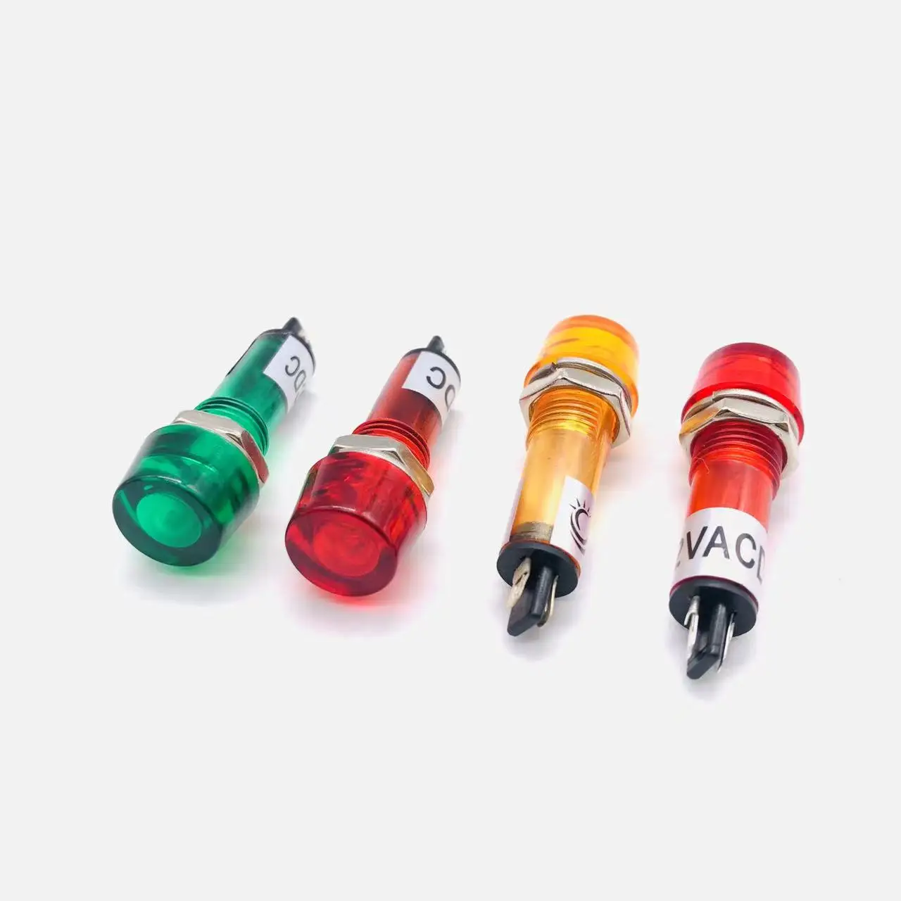 10MM 원형 표시 등 AC DC6V 12V 24V 110V 220V 380V 소형 전원 공급 장치 플라스틱 신호 램프 빨간색 녹색 노란색 네온 전구