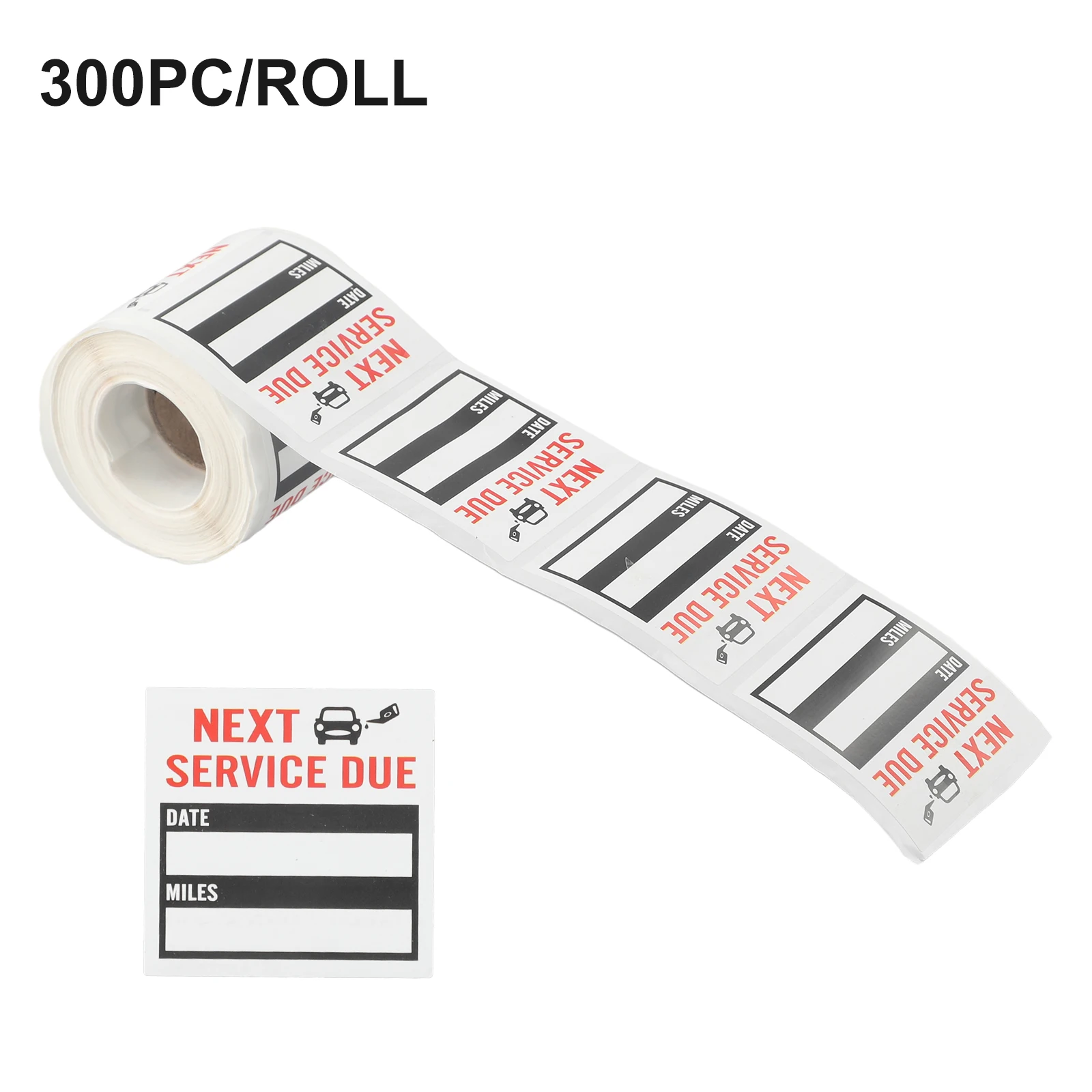 

300PC/roll Labels Oil Change Service Reminder Sticker Clear Lite Sticker Pack 2*2inch Low Tact Adhesive Repositionable Note Mark