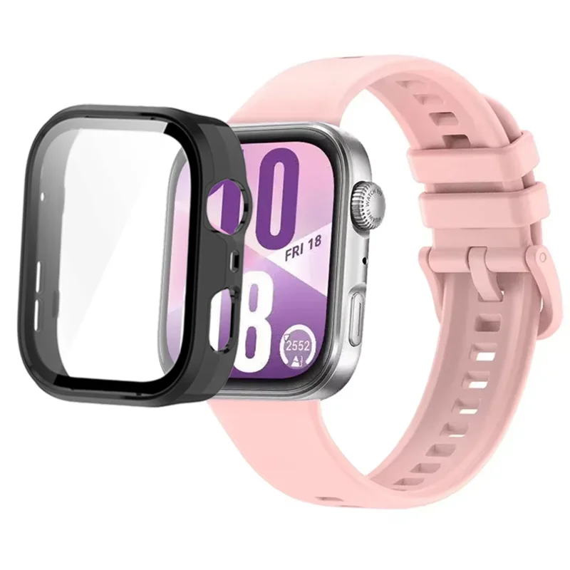 Breathable Silicone Strap with Protective Tempered Glass Screen and HD PC Case