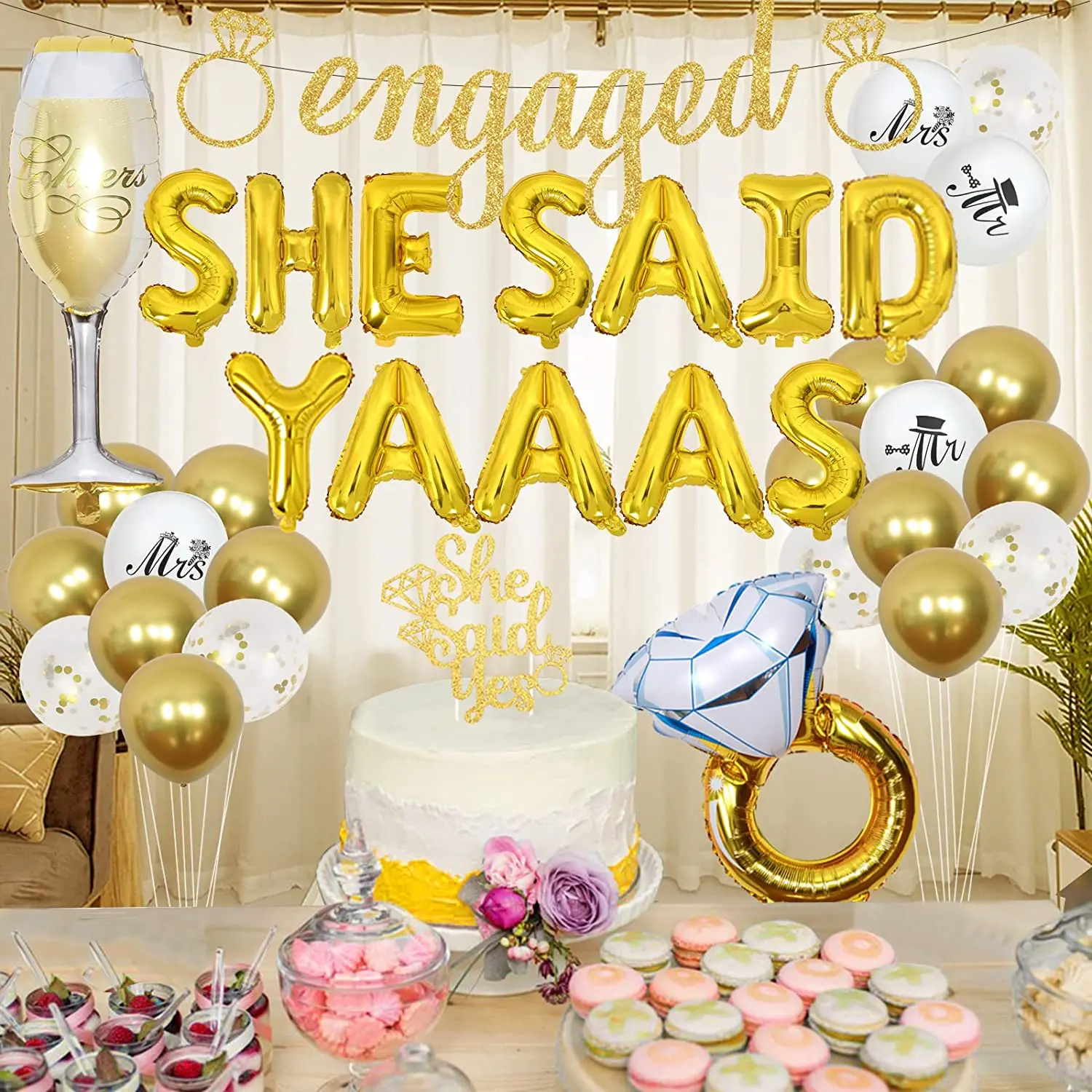 She Said Yes Cake Topper Bridal Shower Party Decorations Ideas