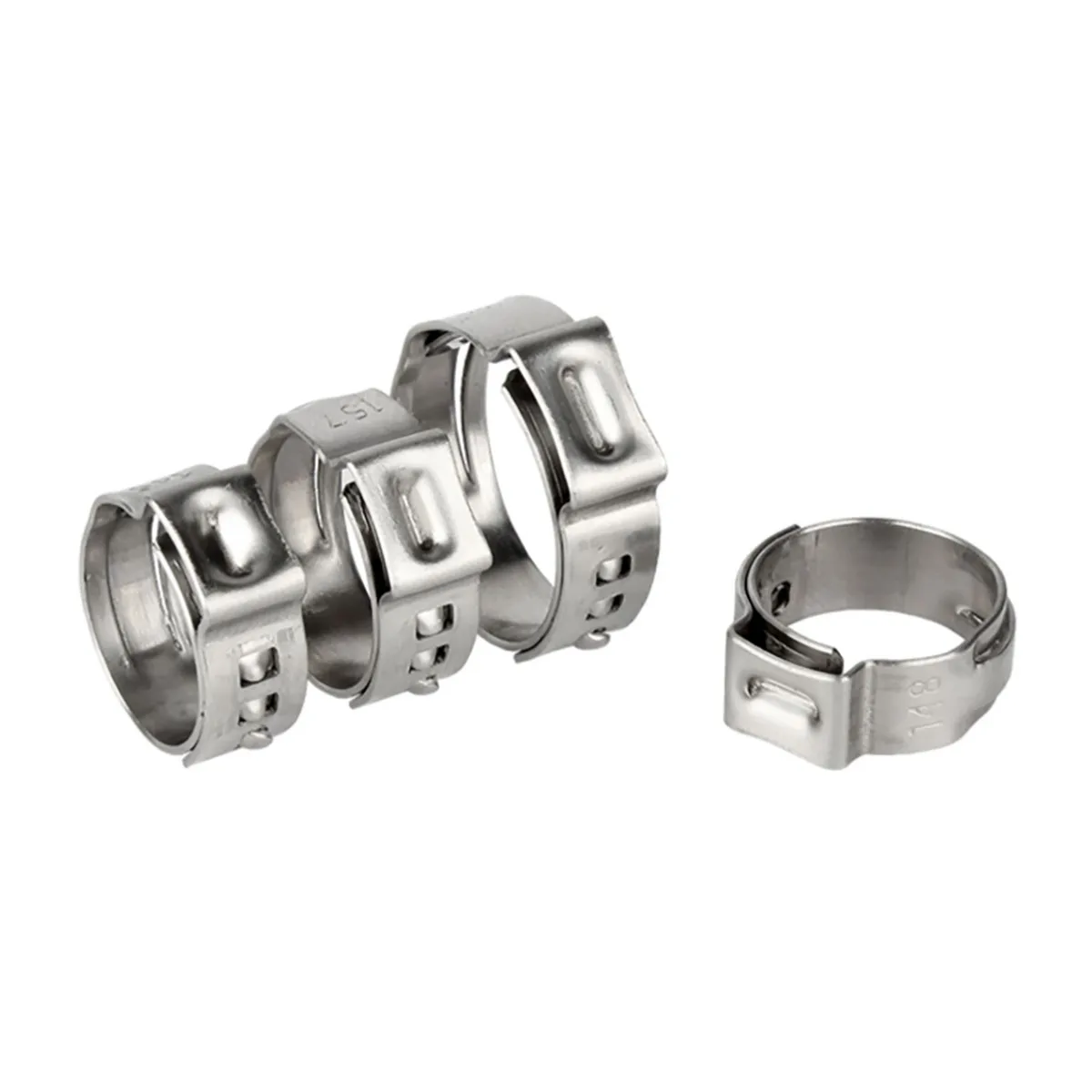 304 Stainless Steel Water / Gas / Oil Pipe Single Ear Stepless Strong Fixing Clip