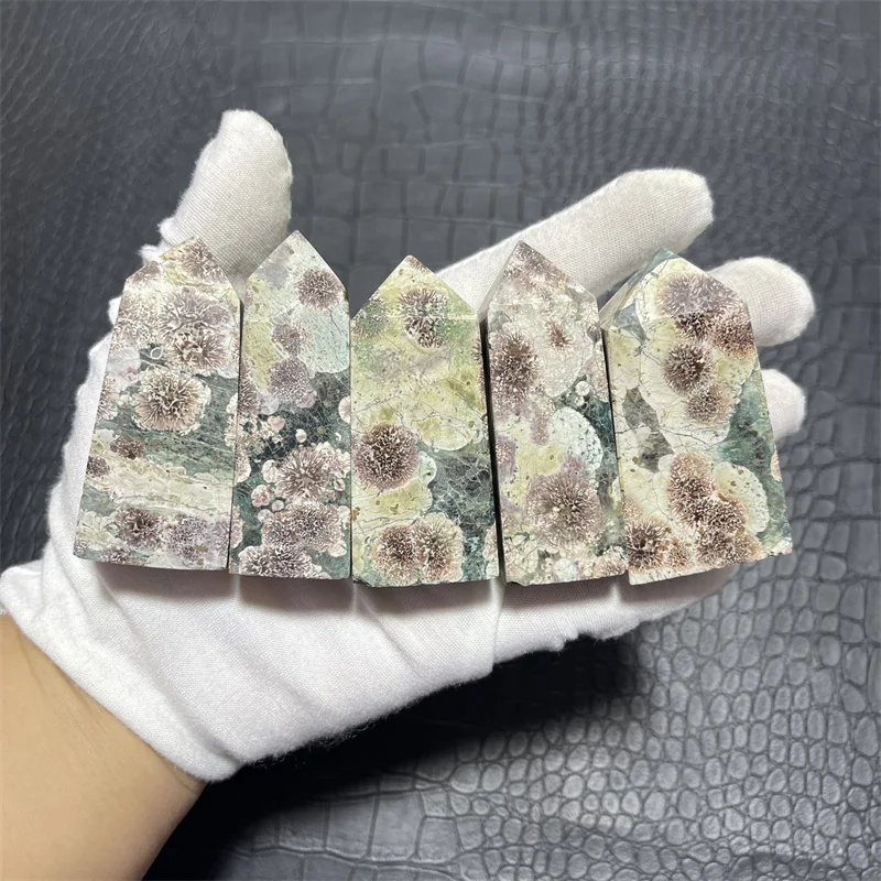 

Натуральный зеленый цветок вишни 370 г, Кристальный точечный лечебный кварцевый палочка для обелиска