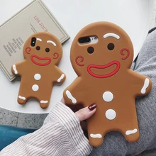 

чехол пряничный человек 3D Cartoon Silicone Gingerbread Man Phone Case for IPhone 11 12 13 Pro Max XR X XS 6 6s 7 8Plus SE Cover