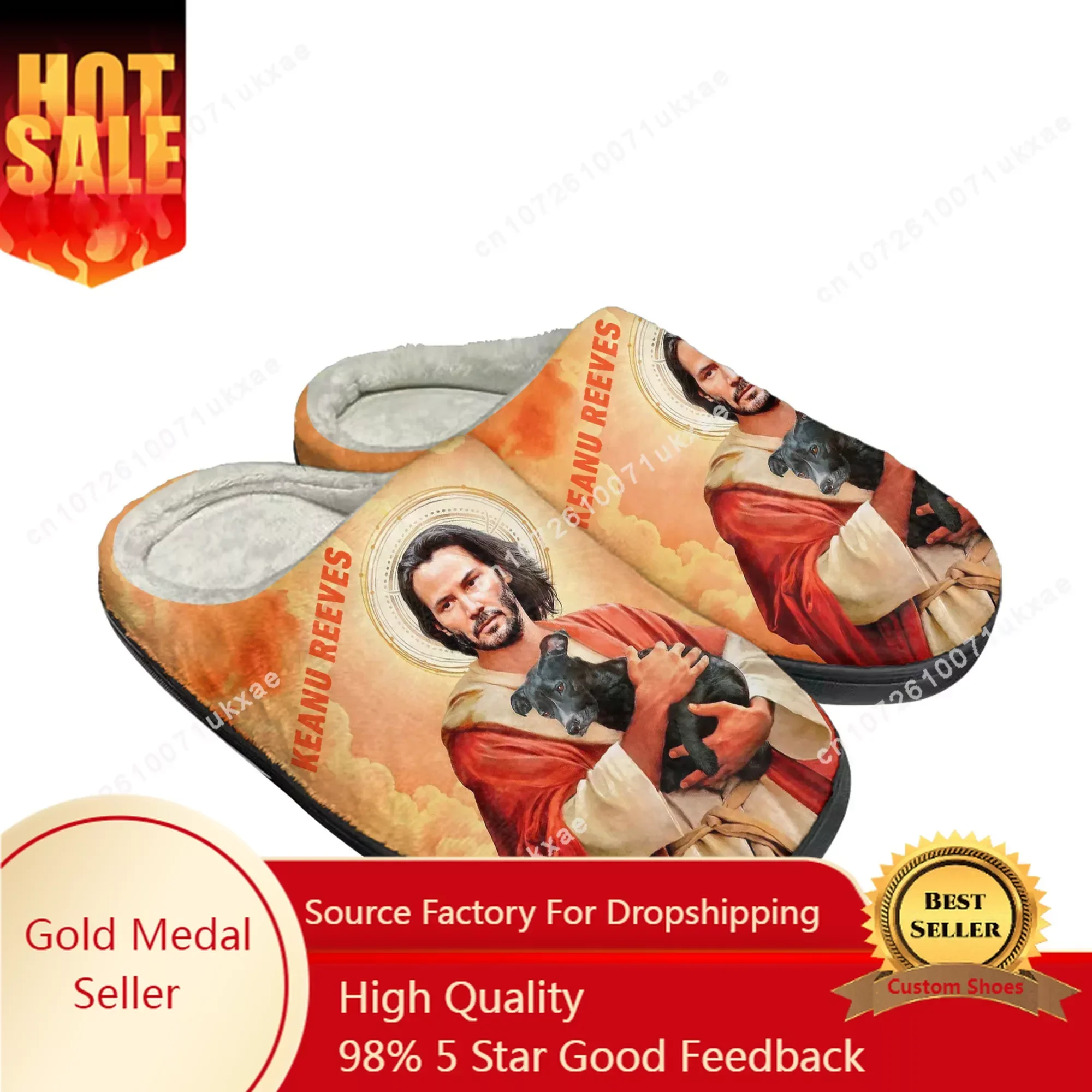 Keanu Reeves Home Cotton Slippers Mens Womens Plush Bedroom Casual Keep Warm Shoes Thermal Indoor Slipper Customized DIY Shoe