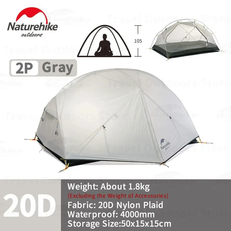 Naturehike-Mongar 2人用テント,15d,20dナイロン,プロ,防水,キャンプ