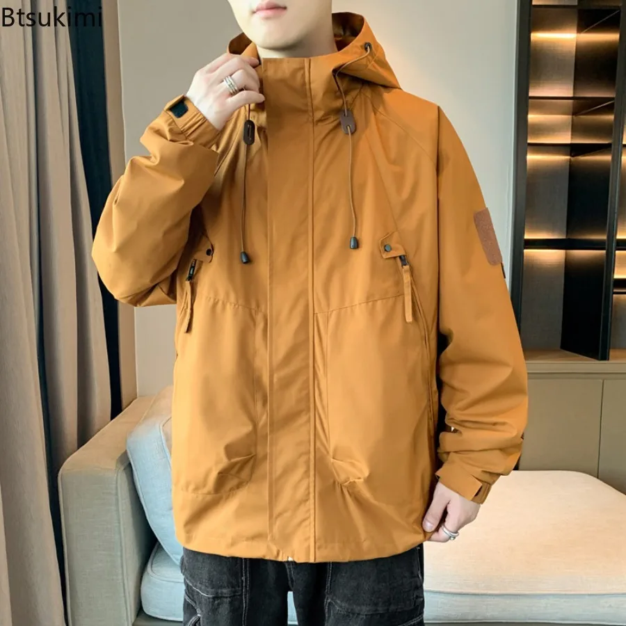 2026 Men's Jacket Aterproof Windbreaker Autumn Techwear Workwear Coat Outdoor Hiking Raincoat High-End Streetwear Outerwear Male