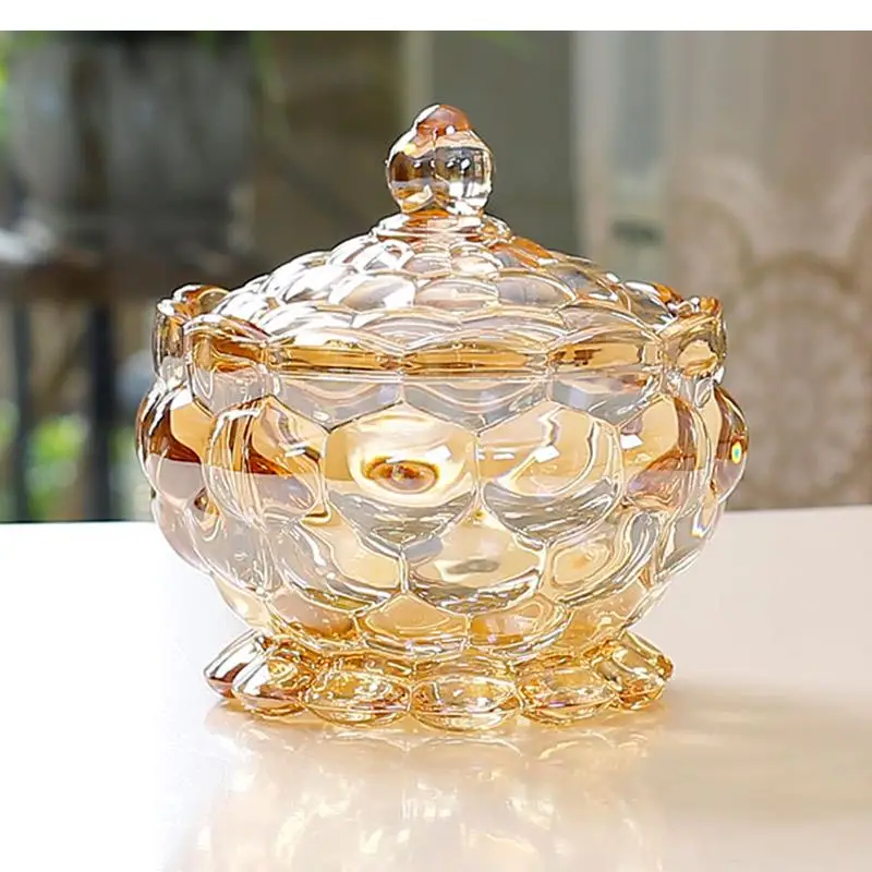 

Light Luxury Crystal Glass Candy Jar with Lid Storage Jar Sugar Jar European-style Sugar Jar Decoration Snack Storage Jar