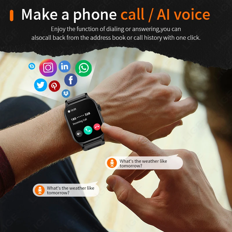 LIGE Smart Health Monitor Bluetooth Sports Watch