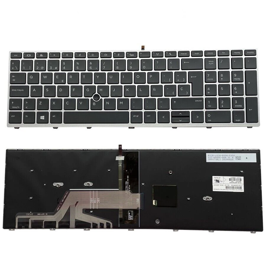 Nuova Tastiera Spagnola Sp Per Hp Probook 450 G5 455 G5 470 G5 Con Cornice Nera/Argento