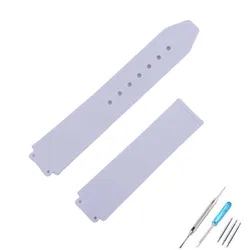 Women's 20mm x 14mm Rubber Silicone Watch Strap Bracelet with 18mm Buckle - 18mm (White)
