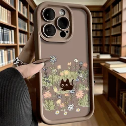 Charming Black Cat Floral Soft TPU Shockproof Case - Anti - Fall Protective Back Cover for Redmi 9C (Coffee DQMYTYBYD)