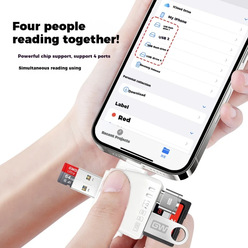 7-in-1 card reader universal interface for mobile phones and computers multiple ports for simultaneous reading of memory cards