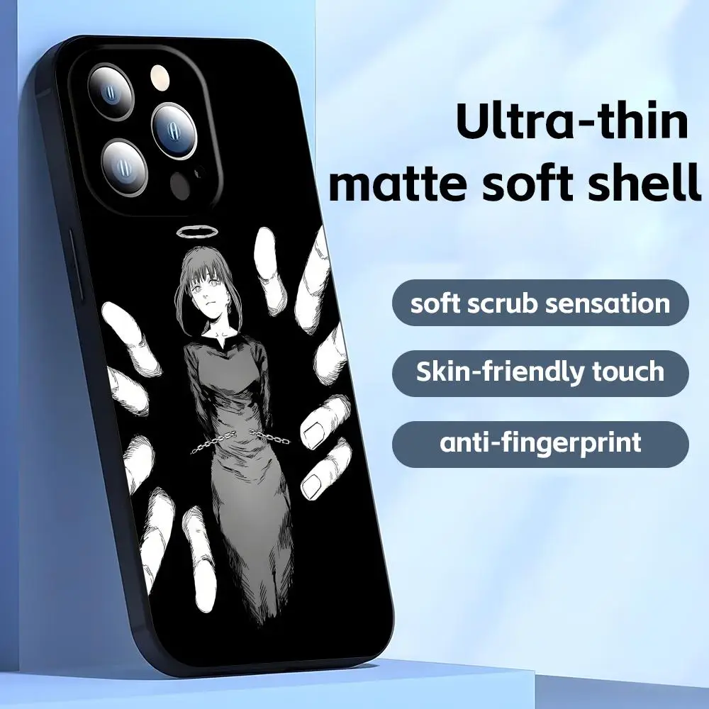 Premium Anime Chainsaw Man Shockproof Phone Case - Soft Black Cover