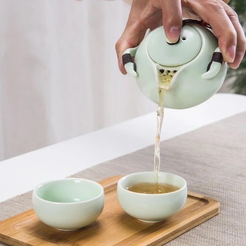 Tea Set Ceramic teapot kettle gaiwan Chinese Travel Ceramic tea cup for puer chinese tea pot portable set drinkware
