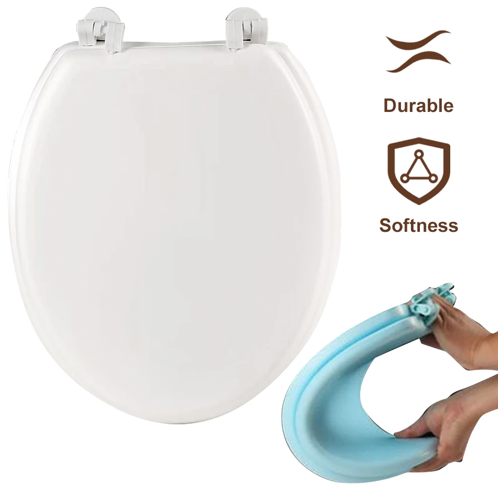 Toilet Seat Cover Round Soft Close Comfortable Bathroom Standard Toilets