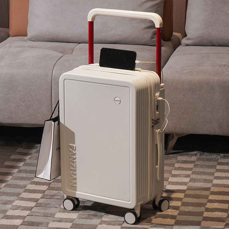 20 Inch Travel Suitcase Carry-On Luggage Trolley Case with Cup Holder USB Charging travel bag,pull bar suitcase