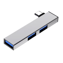 Universal 3 - Port USB Hub with High - Speed Data Transfer (Silver TypeC To 3USB)