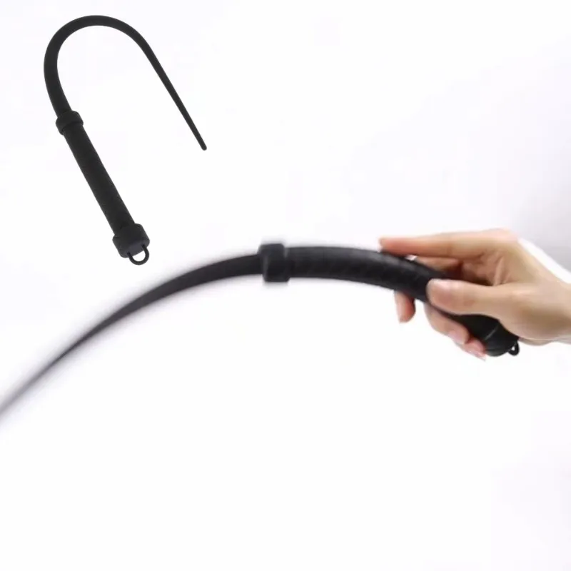 Couple Nurturing Games Super Long Silicone Riding Whip with Handy Handle for Fetish BDSM Bondage