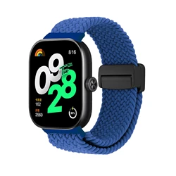 Enhanced Magnetic Braided Nylon Watch Band - Adjustable Solo Loop Sport Strap in Vibrant Colors - Redmi Watch 6 5 4 (Blue)