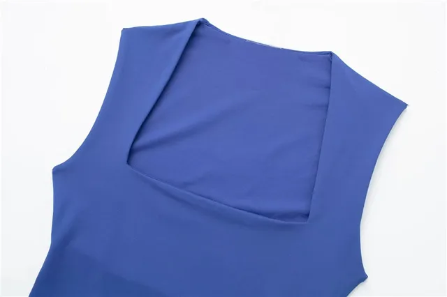 MUJER Woman Black Body Sleeveless Bodysuit Women Square Neck