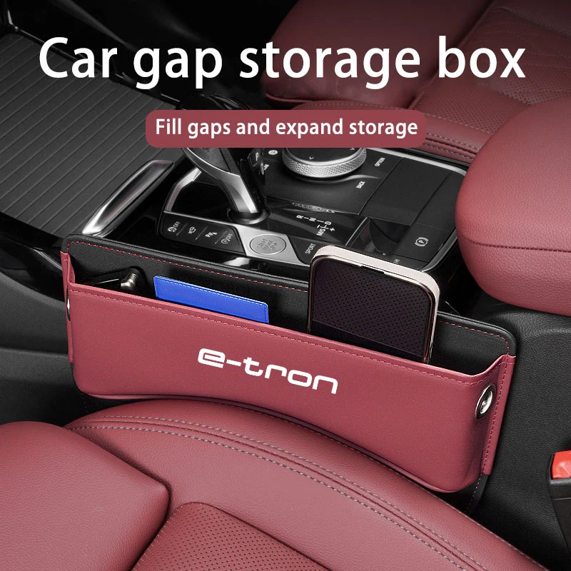 

Органайзер для зазора на автомобильное сиденье, кожаный боковой щелевой ящик для хранения на автомобильной консоли, аксессуары для салона Audi E-tron