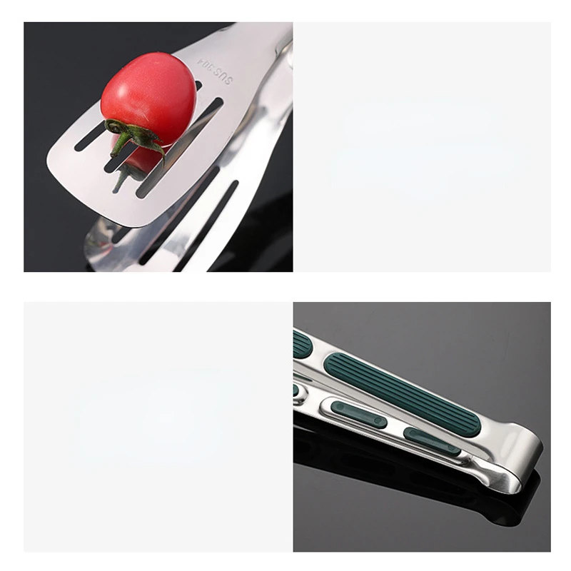 Food Tongs Stainless Steel Kitchen Tongs Meat Salad Steak Food Clip Long Handle Non-slip BBQ Cooking Kitchen Utensils