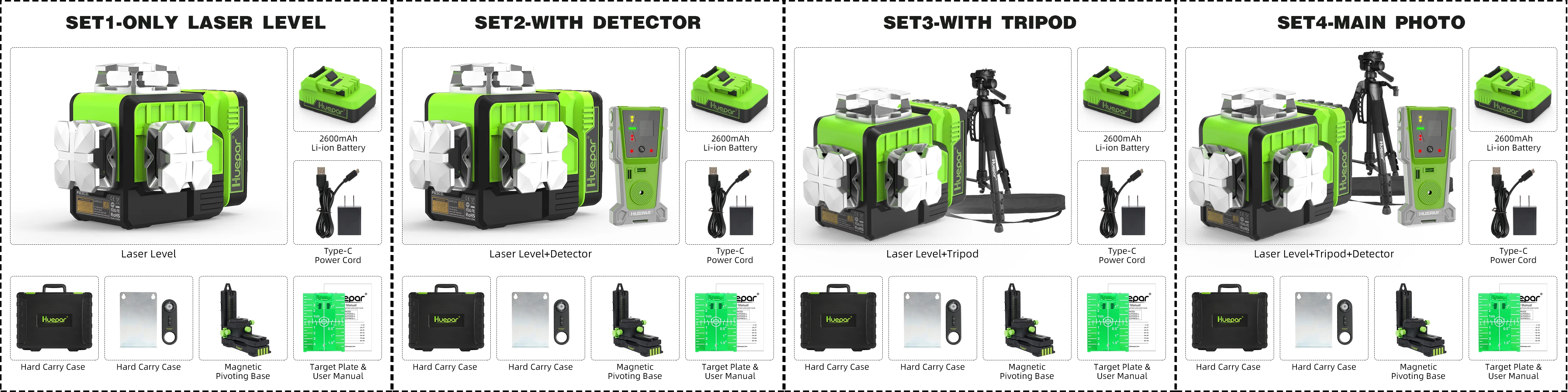 12 Lines 3D Green Laser Level with Remote, Bluetooth, Receiver/Tripod, Self-Leve